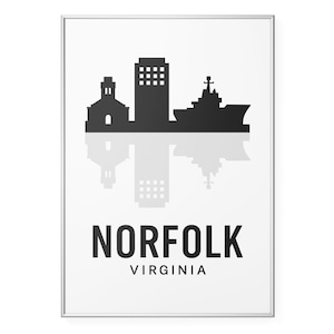 Norfolk Skyline Photo Print, Cityscape Poster Print, Minimalist Wall Art | Modern | Office | Home Decor