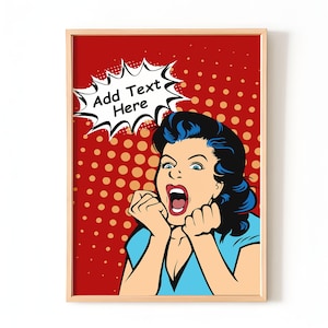 Impression de citation Pop Art personnalisée | Art mural rétro de style bande dessinée | affiche bulle de dialogue personnalisée | Cadeau amusant pour elle ou pour lui | Cadeau pour dortoir