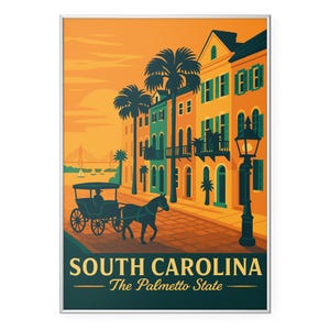 South Carolina Photo Print, Palmetto State Poster Print, Historic Homes Wall Art | Retro | Office | Home Decor