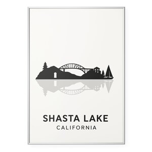 Shasta Lake California Photo Print, California Travel Poster Print, Minimalist Wall Art | Modern | Office | Home Decor