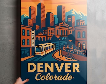 Denver Colorado Photo, Glossy Aluminium Metal Photo Panel Home Office Decor Wall Art