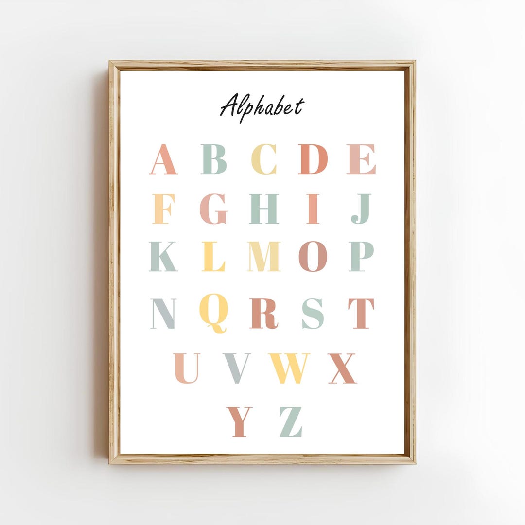 Alphabet Wall Art for Kids | Neutral Nursery Print | Educational ABC ...