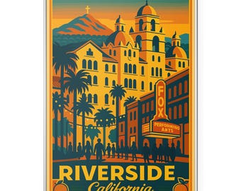 Riverside California Photo Print, Mount Rubidoux Poster Print, Mission Inn & Fox Theater Wall Art | Modern | Office | Home Decor