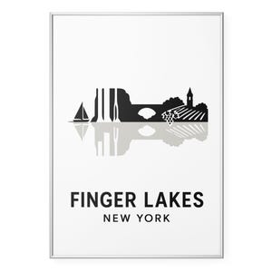 Finger Lakes New York Photo Print, Minimalist Black & White Poster Print, Upstate New York Wall Art | Modern | Office | Home Decor