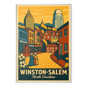 Winston-Salem North Carolina Photo Print, Historic Old Salem Poster Print, Cityscape Wall Art | Modern | Office | Home Decor