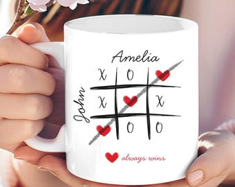 Liefde wint altijd-mok, ideeën voor verjaardagscadeau, aangepaste mok voor stel, koffiekopjes voor stel, uniek cadeau, cadeau-ideeën voor stel, mok jubileumcadeau, mok jubileumcadeau