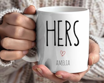 Custom His and Hers Personalized Mug, Unique Gift, Coffee Mug, Romantic Gift for Him, Perfect Gift, Coffee Cup, Minimalist Custom Mug