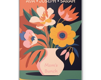 Custom Mom's Bunch Custom Photo Print, Perfect Mothers Day Gifts, Add Children's Names, Floral Print, Customized Print, Gift for Mom