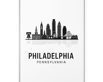 Impresión fotográfica del horizonte de Filadelfia, póster de la ciudad de Pensilvania, arte mural de siluetas, decoración moderna para oficina y hogar