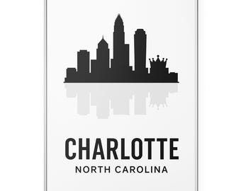 Charlotte North Carolina Photo Print, Queen City Skyline Poster Print, Silhouette Wall Art | Modern | Office | Home Decor