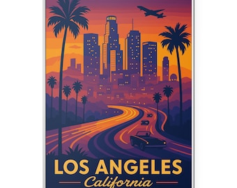 Los Angeles Pixel Art Poster, LA Print, Los Angeles Wall Decor