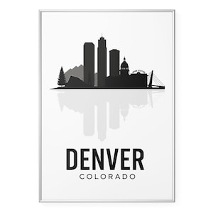 Impressão fotográfica do horizonte de Denver, impressão de pôster da cidade do Colorado, arte de parede de silhueta | Moderno | Escritório | Decoração de casa