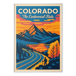 Colorado Photo Print, Colorado Retro Mountain Landscape Poster Print, The Centennial State Wall Art | Vintage | Office | Home Decor