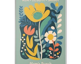 Custom Mom's Bunch Photo Print, Cute Mothers Day Gifts, Add Children's Names, Floral Print, Mom Gifts, Customized Print, Gift for Mom