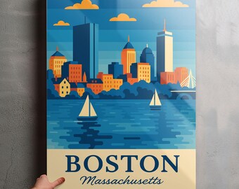 Boston Massachusetts Photo, Glossy Aluminium Metal Photo Panel Home Office Decor Wall Art