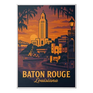 Baton Rouge Louisiana Photo Print, Louisiana State Capitol Poster Print, Southern River City Wall Art | Modern | Office | Home Decor