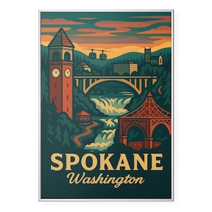 Spokane Washington Photo Print, Riverfront Park Poster Print, Spokane Falls Wall Art | Modern | Office | Home Decor