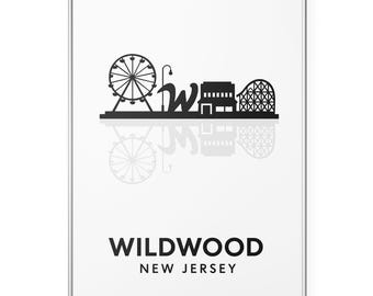 Impresión fotográfica del horizonte de Wildwood, Nueva Jersey, póster de paisaje urbano, arte mural minimalista, decoración moderna para oficina y hogar.