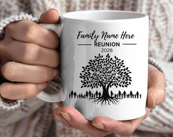 Mug personnalisé réunion de famille, Cadeau unique, Mug à café, Mug en céramique, Cadeau parfait, Tasse à café, Mug arbre généalogique personnalisé