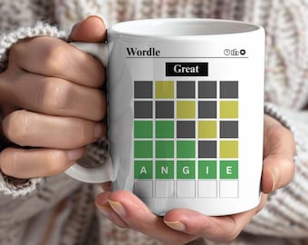 Personalized Wordle Mug, Unique Gift, Coffee Mug, Custom Name Word Puzzle Coffee Cup, Perfect Gift, Coffee Cup