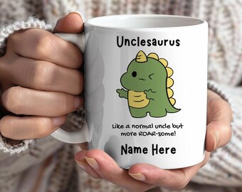 Unclesaurus Mug Funny Dinosaur Gift for Uncle | Personalized Uncle Mug | Cute ROARsome Gift for Uncle | Birthday or Christmas Coffee Cup