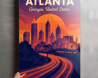 Atlanta Georgia Photo, Glossy Aluminium Metal Photo Panel Home Office Decor Wall Art