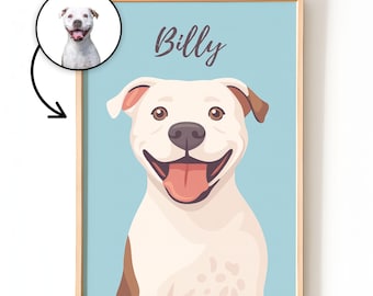 Custom Pet Portrait | Personalized Dog Cat Illustration | Modern Pet Wall Art | Pet Memorial Gift | Custom Pet Poster | Pet Lover Gift