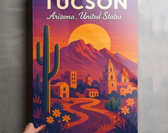Tucson Arizona Photo, Glossy Aluminium Metal Photo Panel Home Office Decor Wall Art