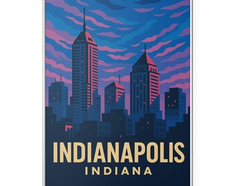 Impresión fotográfica de Indiana, póster con el horizonte de la ciudad de Indianápolis, arte mural de Indianápolis, IN, decoración moderna para oficina y hogar.