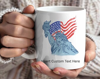 Mok patriottische Vrijheidsbeeld, uniek cadeau, koffiemok, keramische mok, perfect cadeau, koffiekopje, USA Pride gepersonaliseerde mok