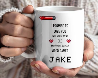 Custom Gamer Love Mug, Gaming Gift Ideas, Personalized Mug, Gamer Gift Mug, Custom Retro Mug, Custom Gamer Mug