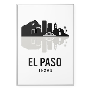 El Paso Skyline Photo Print, Texas Print Poster Print, Silhouette Wall Art | Modern | Office | Home Decor