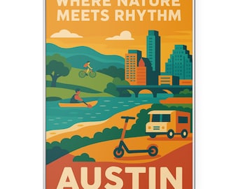 Austin-fotoprint, waar de natuur ritme ontmoet Austin Texas posterprint, Austin TX kunst aan de muur | Modern | Kantoor | Home