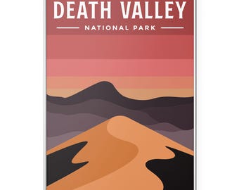 Death Valley Nationalpark Poster | Retro Wüste Dünen Reise-Druck | Kalifornische Landschaft Wandkunst | Vintage Abenteuer Dekor