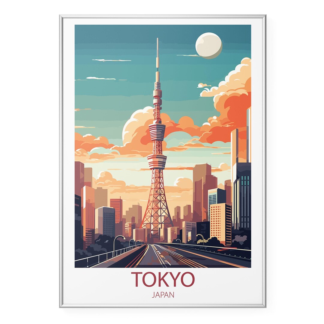 Tokyo Japan Travel Poster | Vintage Asian City Wall Art | Retro Tokyo ...