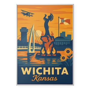 Wichita Kansas Photo Print, Sunflower State Poster Print, Keeper of the Plains Wall Art | Modern | Office | Home Decor