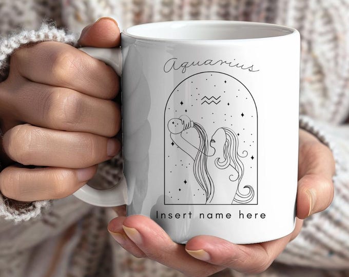 Custom Aquarius Zodiac Mug, Unique Gift, Coffee Mug, Custom Astrology Mug, Perfect Gift, Coffee Cup, Personalized Horoscope Gift