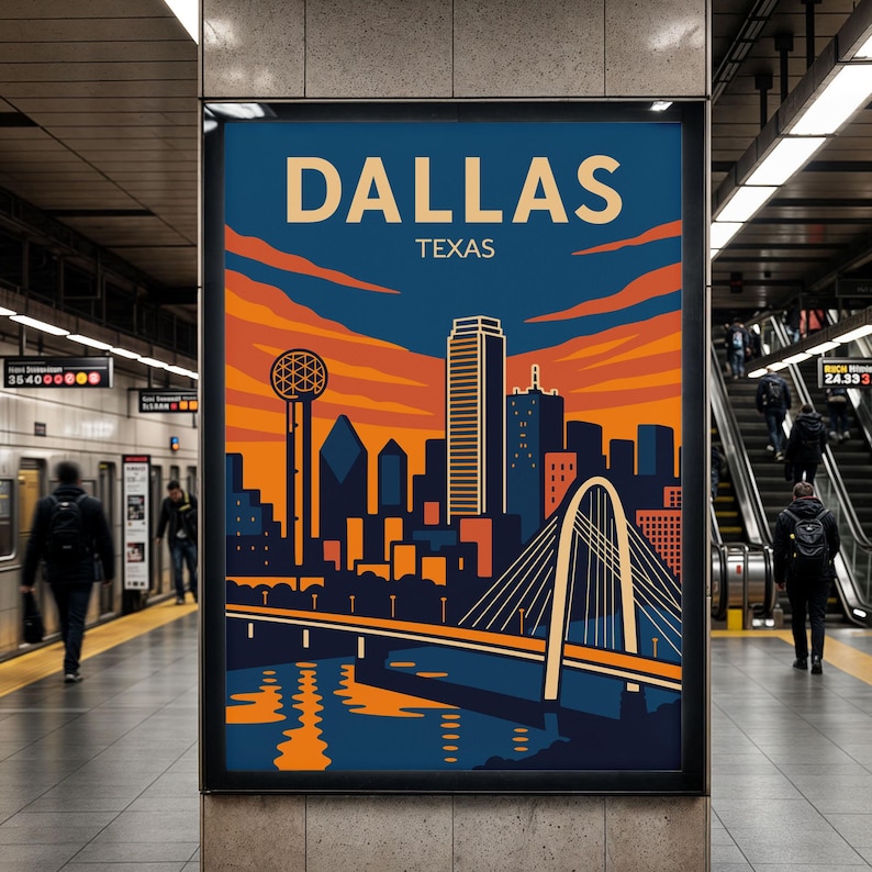 Dallas Photo Print, Dallas Skyline at Dusk Poster Print, Dallas TX Wall ...