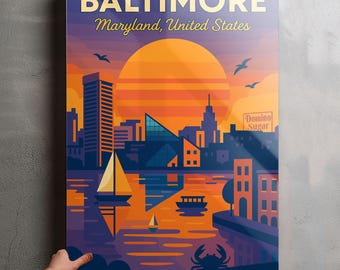 Baltimore Maryland Photo, Glossy Aluminium Metal Photo Panel Home Office Decor Wall Art