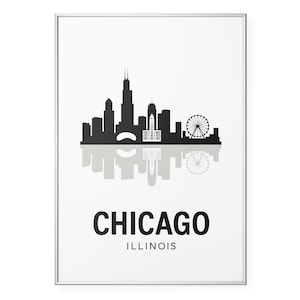 Chicago Skyline Photo Print, Chicago Illinois City Silhouette Poster Print, Minimalist Wall Art | Modern | Office | Home Decor