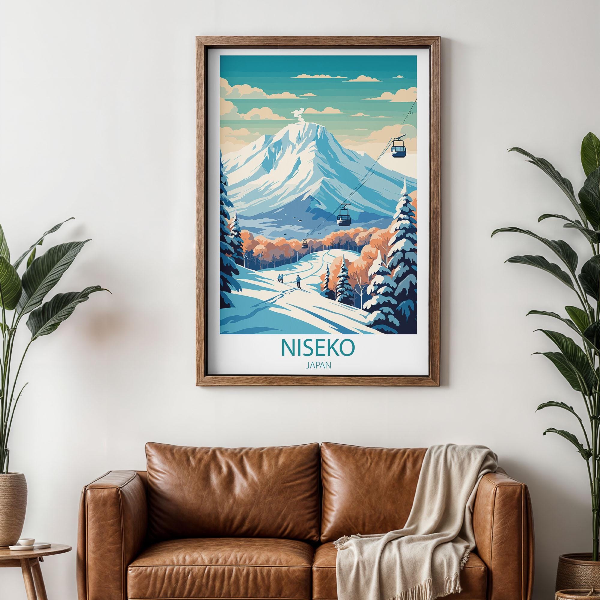 Niseko Japan Travel Poster | Vintage Ski Resort Wall Art | Retro