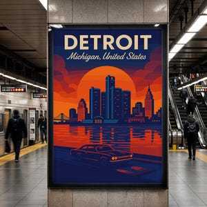 Detroit Photo Print, Michigan Skyline Poster Print, Motor City Wall Art | Modern | Office | Home Decor