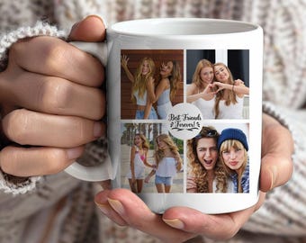 Personalized Best Friends Photo Collage Mug, Unique Gift, Coffee Mug, Ceramic Mug, Perfect Gift, Coffee Cup, Office Gift, Personalized Gift