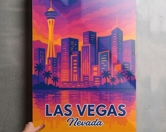 Las Vegas Nevada Photo, Glossy Aluminium Metal Photo Panel Home Office Decor Wall Art