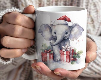 Christmas Elephant Mug, Christmas Gifts, Christmas Coffee Mug, Ceramic Mug, Perfect Gift, Coffee Cup, Coffee Mug
