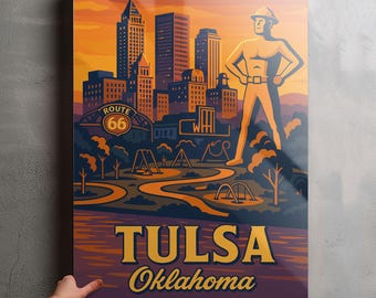 Tulsa Oklahoma Photo, Glossy Aluminium Metal Photo Panel Home Office Decor Wall Art