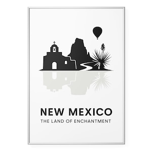 New Mexico Photo Print, Land of Enchantment Poster Print,  Black and White Wall Art | Modern | Office | Home Decor