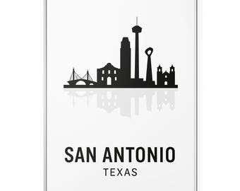 Wydruk fotograficzny z panoramą San Antonio, plakat z Texas City, grafika ścienna z sylwetkami | Nowoczesny | Biuro | Wystrój domu