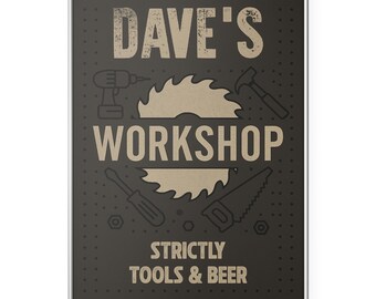 Custom Workshop Photo Print, Add Any Name & Text, Gift for Dad Papa Grandpa, Dad Poster Print, Customized Gifts, Fathers Day Gifts