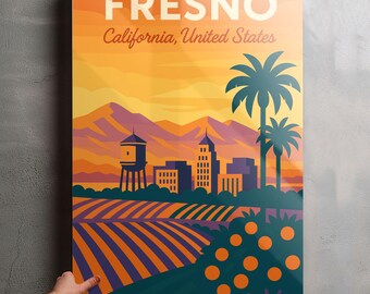 Fresno California Photo, Glossy Aluminium Metal Photo Panel Home Office Decor Wall Art